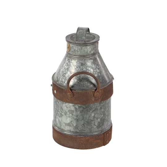 13" Gray Iron Farmhouse Decorative Can